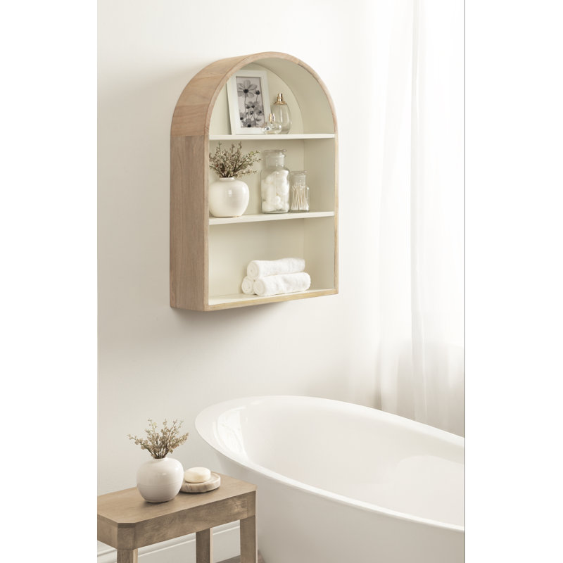 Tablette de rangement murale arquée Arcott, Brun / Blanc