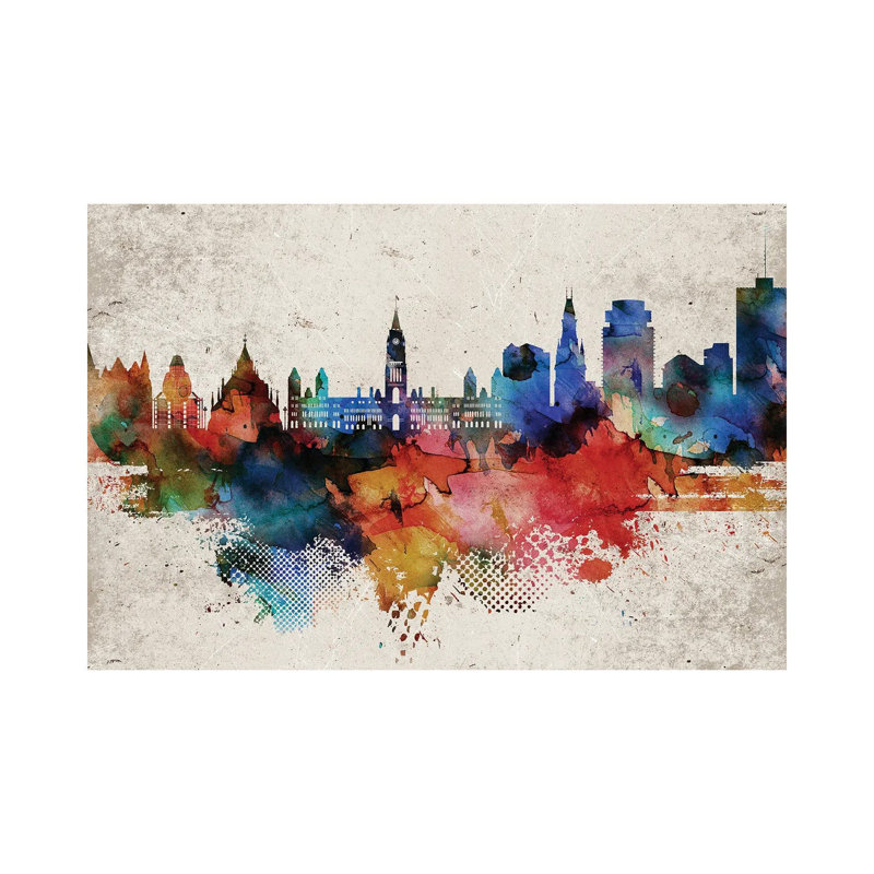 Ottawa Abstract Skyline by WallDecorAddict - Wrapped Canvas Print, 66.04 cm H x 45.72 cm W