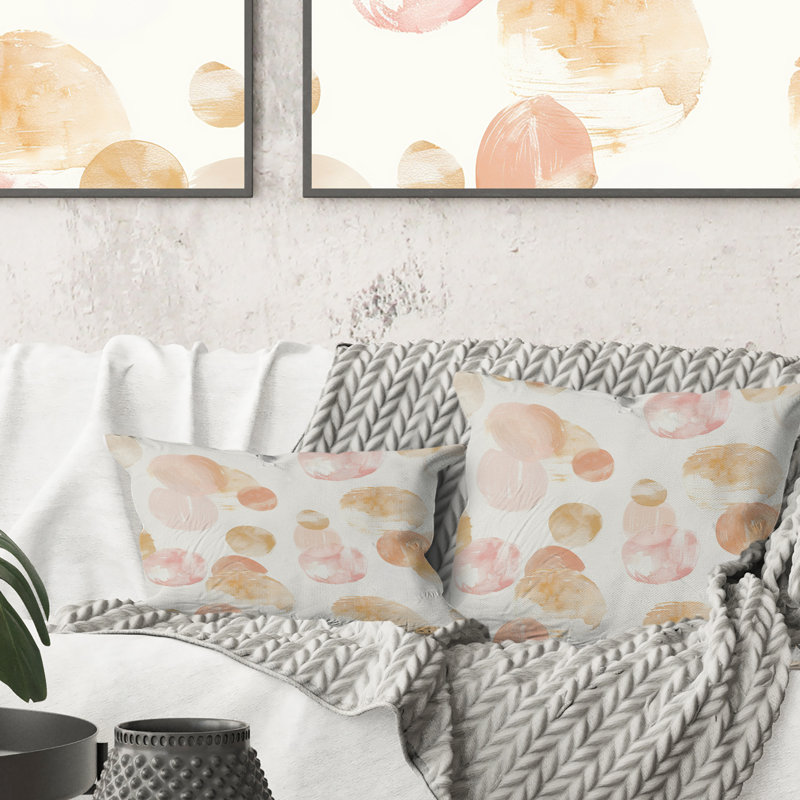 Pink Orange Boho Circles I - Boho Lumbar Pillow