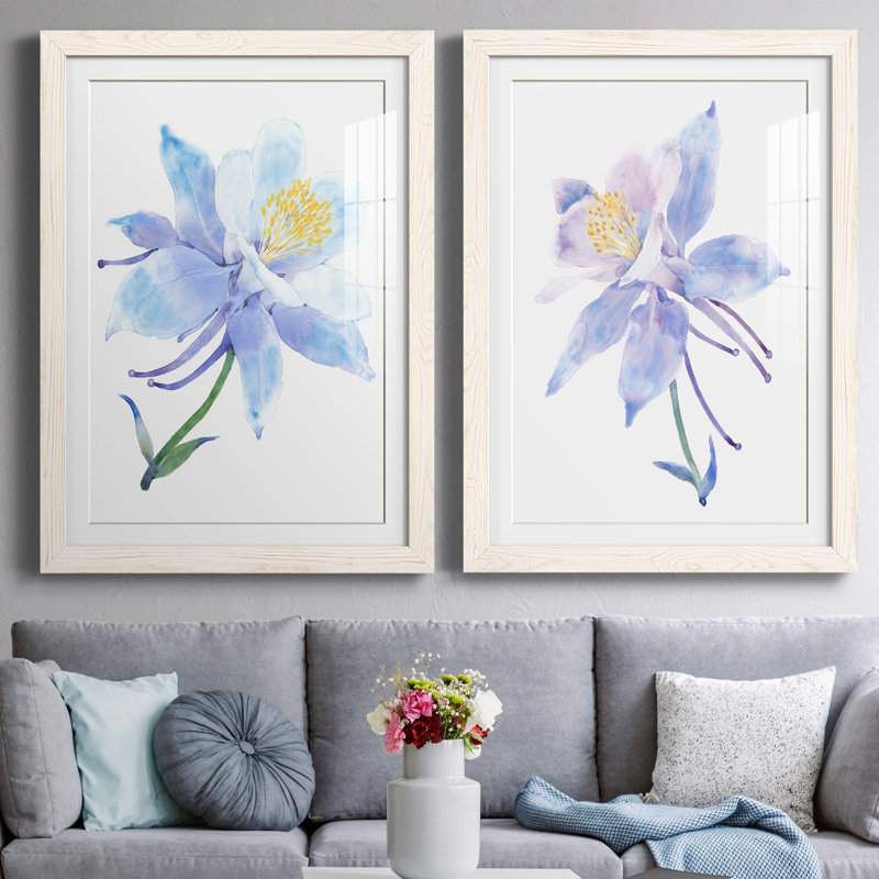 Columbine Bloom I Premium encadré mat - prêt à accrocher, H 37,5 po x l 55 po x P 1,5 po, Cadre blanc