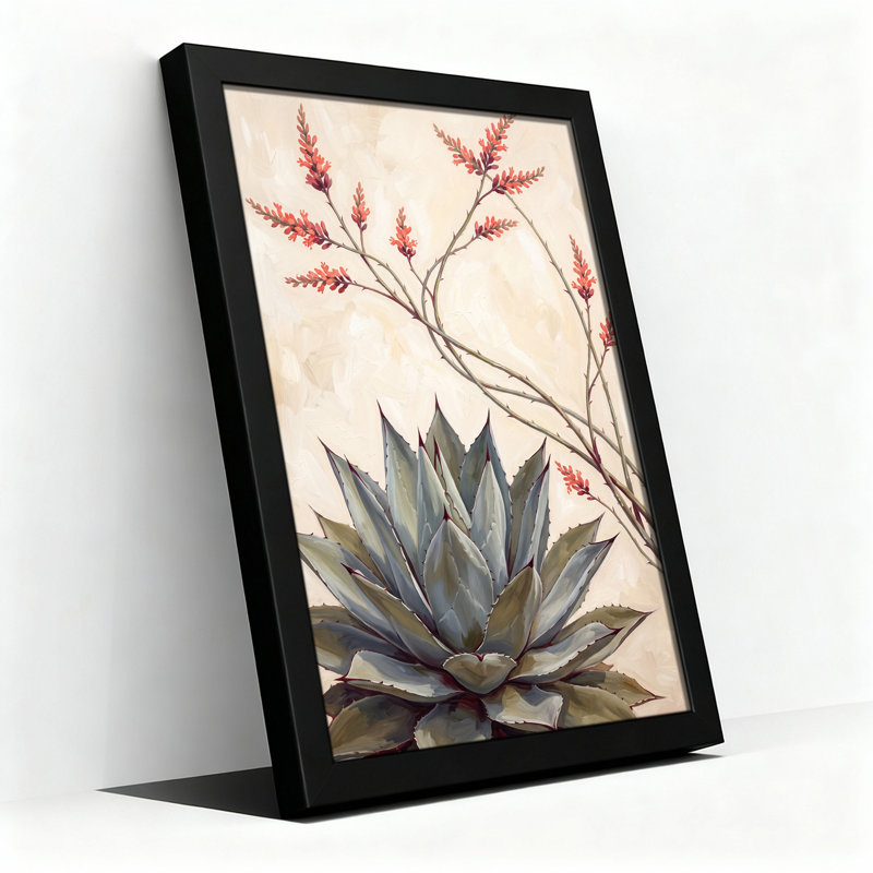 «Spiky Blue Agave Plant» avec art floral, H 36 po x l 24 po