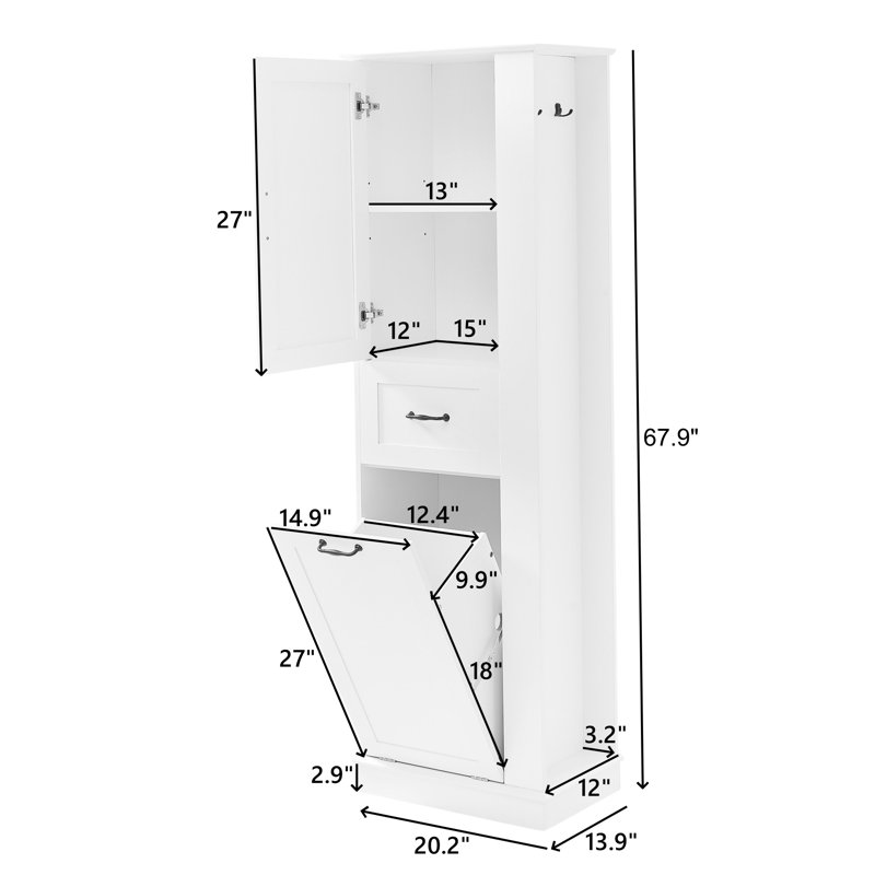 Freestanding Linen Cabinet, White
