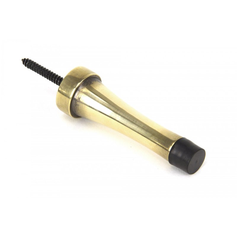 Projection Brass Baseboard Door Stop, Aged Brass