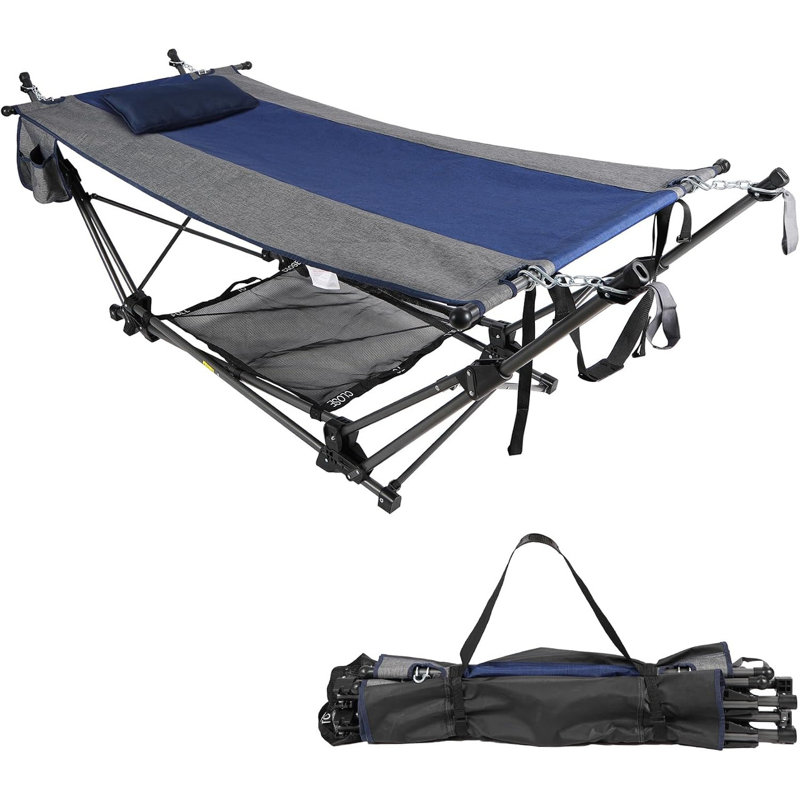 Hamac portable avec support et auvent amovible pour patio et cour arrière