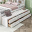 Lit double avec tête de lit bibliothèque, tiroirs de rangement sous le lit et étui de rangement pour bout de lit, blanc
