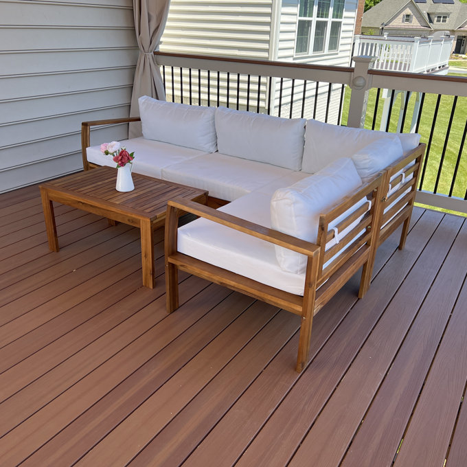 Acacia 3 - Person Modular Patio Conversation Set with Cushions - Light Gray