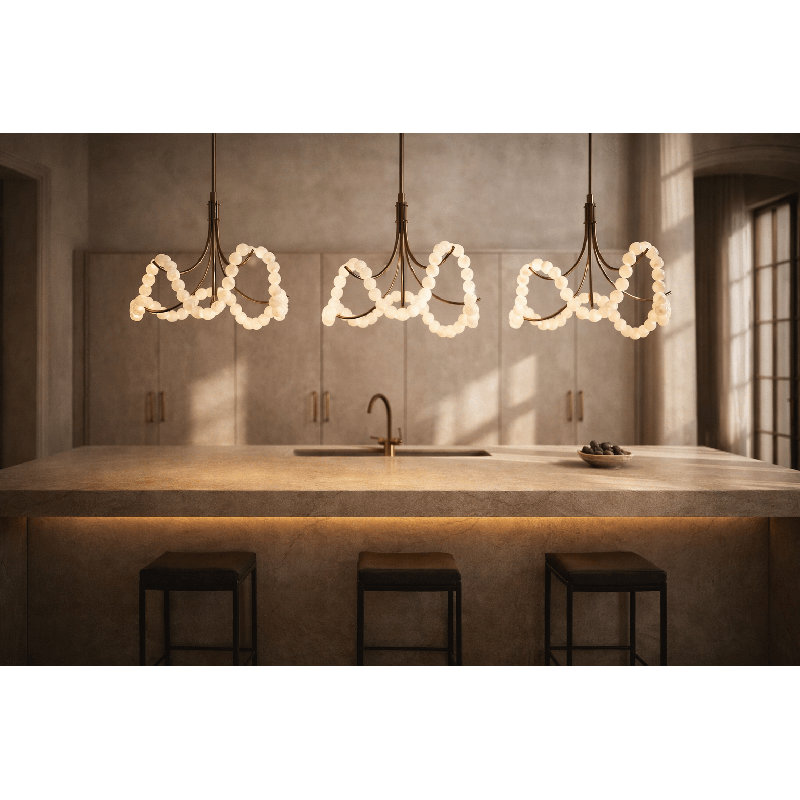 Perla Draped Bead Pearl LED Chandelier