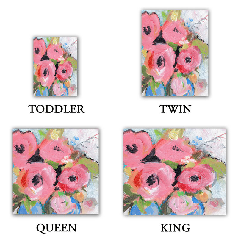 Ensemble de housse de couette en microfibre DiaNoche par Sheila Golden - Bouquet en rose