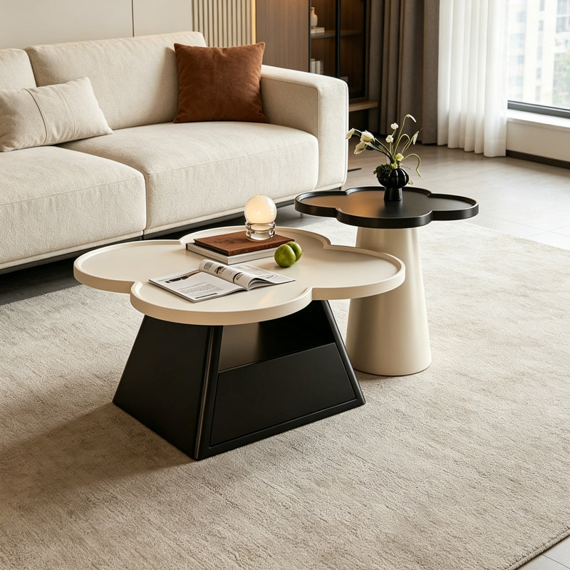 Cline, Blanc/Noir, H 15,74 po x L 27,55 po x l 27,55 po, Blanc/Noir