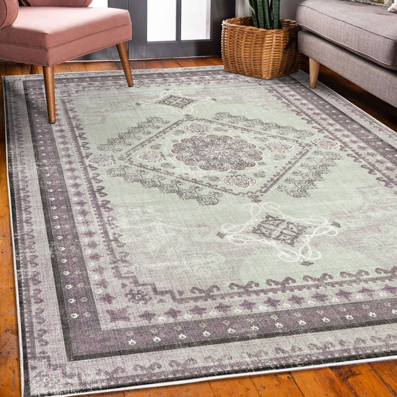 Tapis décoratif à longues fibres en polyester Ildegarda, Rectangle 4 pi x 5 pi 5 po
