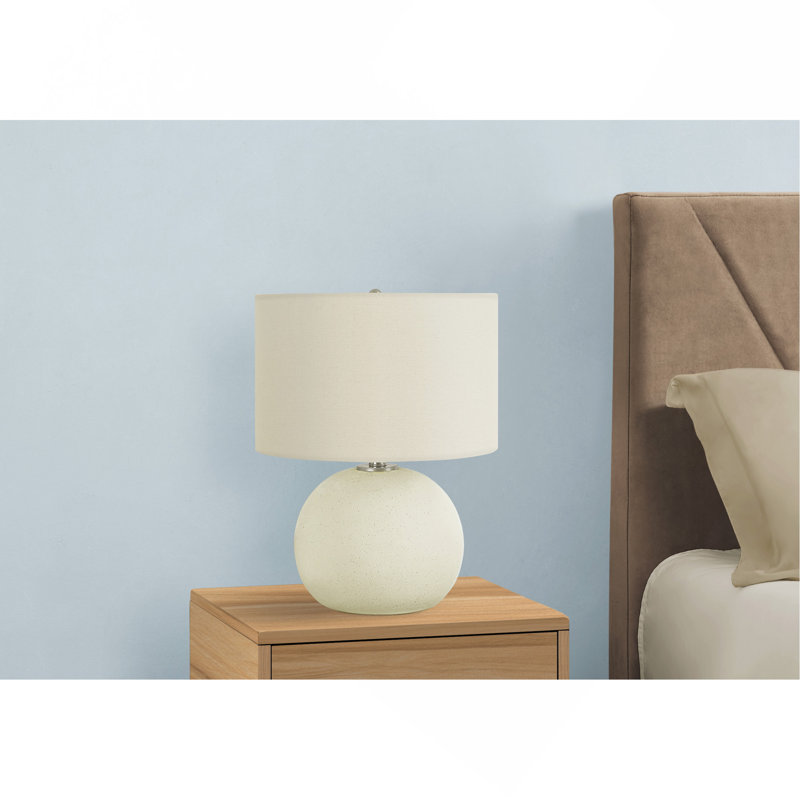 Lighting, H 18 po, lampe de table, abat-jour ivoire / crème, céramique crème, contemporain