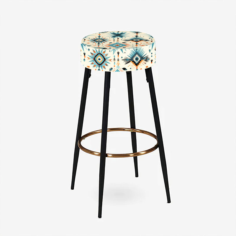 Nomadic Treasures Boho Motif I - Ensemble de 2 tabourets géométriques