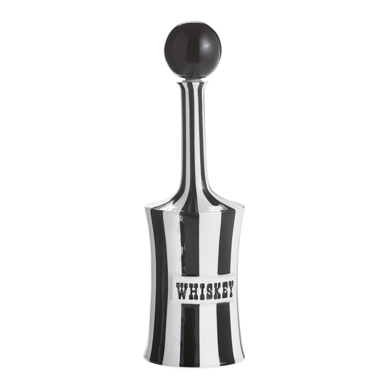 Black and White Ceramic Whiskey Decanter with Ball Stopper