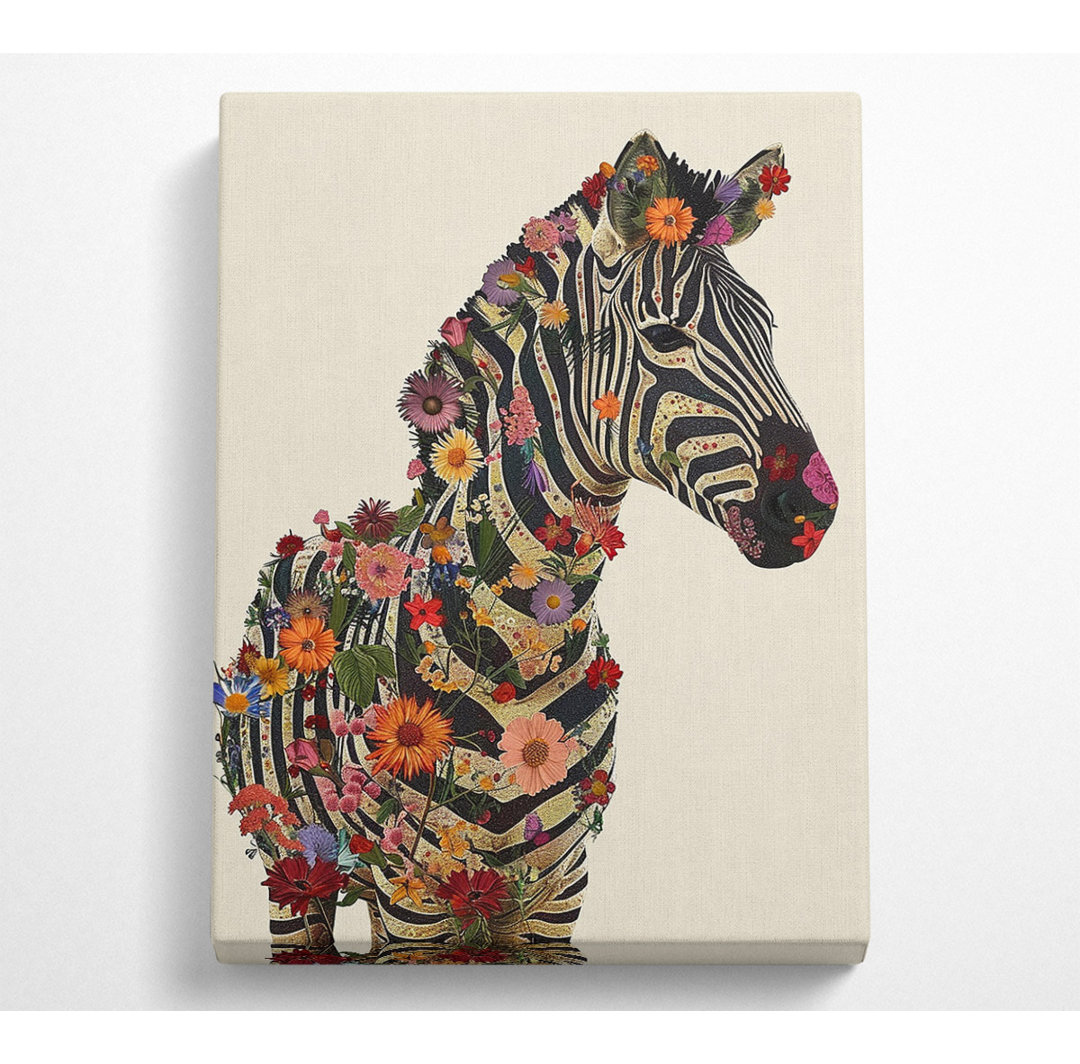 Ein Name für dein Kunstwerk könnte "Floral Zebra" sein. Leinwanddruck