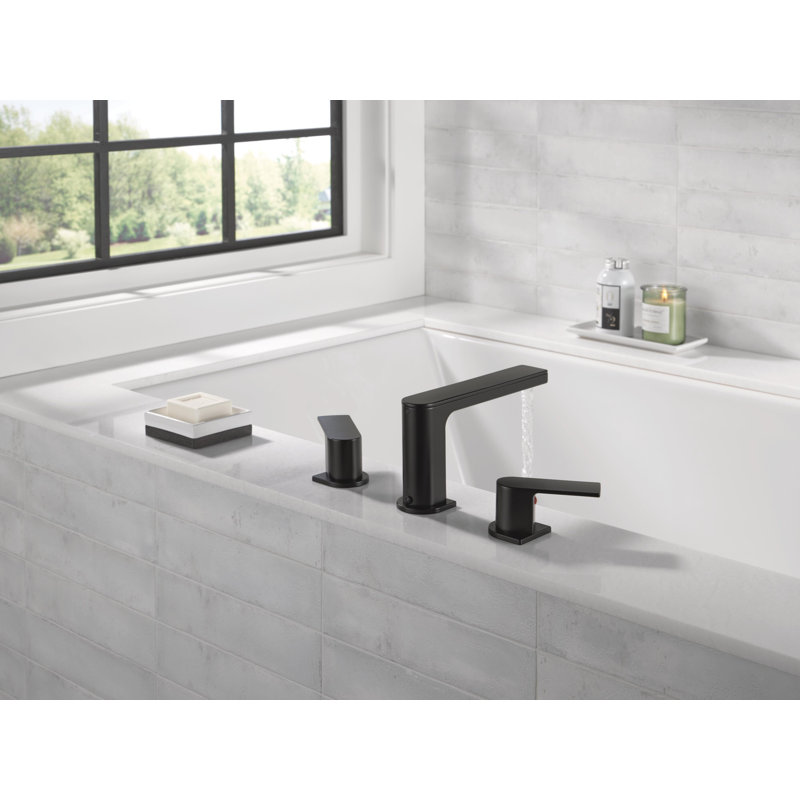 Double Handle Deck Mounted Roman Tub Faucet, Matte Black