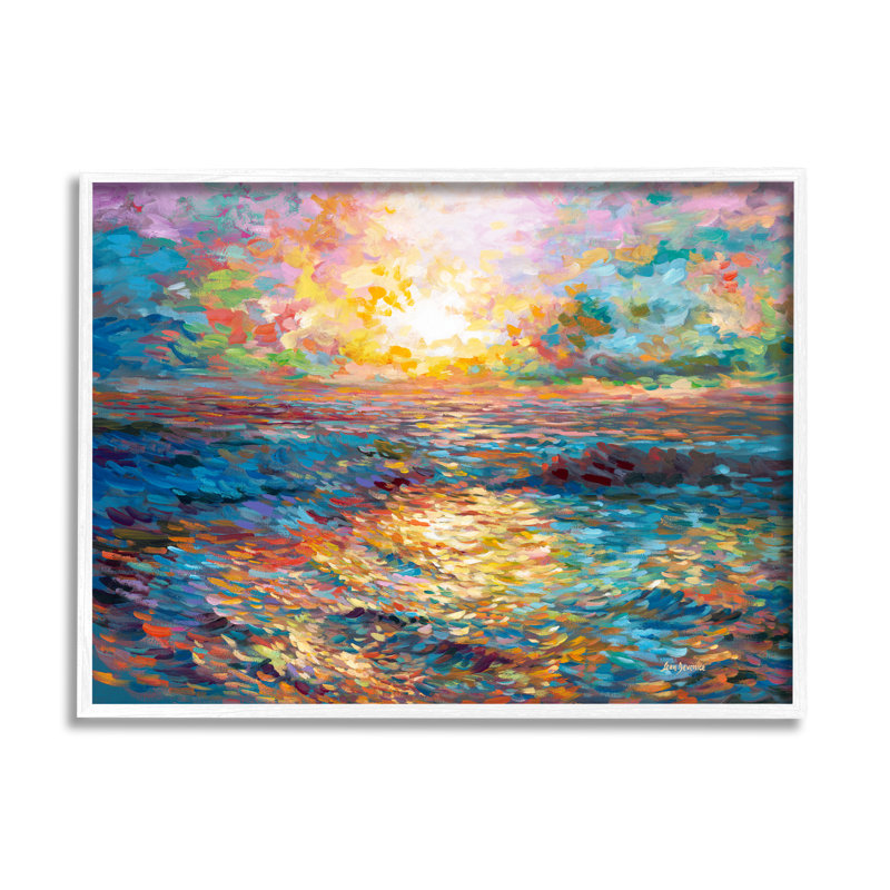 Coucher de soleil sur la plage de Mykonos sur toile par Leon Devenice, H 16 po x l 20 po x P 1,5 po