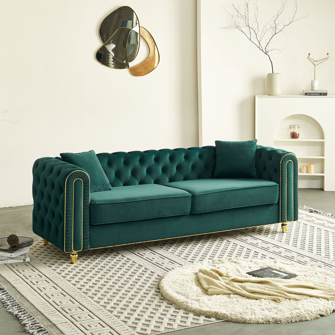 86 Wide Luxury Modern Tufted Sofa for Living Room House of Hampton® Upholstery 