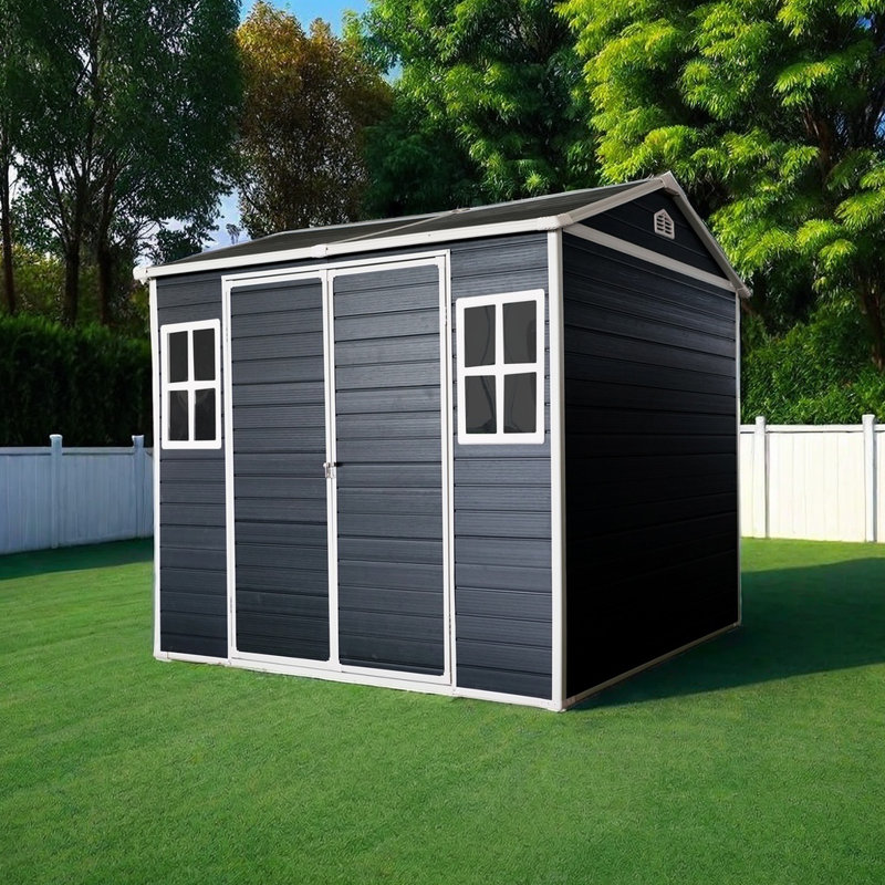 Outdoor Storage Shed With Floor Durable  Shed With Pad-Lockable Double Doors, Air Vents, And Sloping Roof For Lawn Equipment And Garden Tools