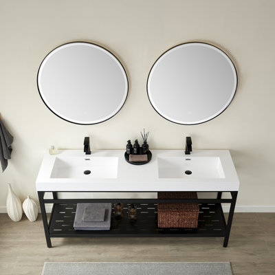Junious 71.7'' Double Bathroom Vanity with Resin Top
