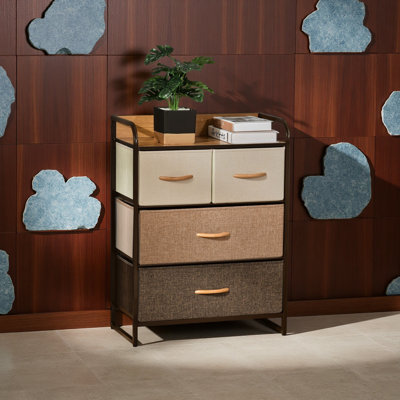 Commode 4 tiroirs avec tiroirs et commode avec structure en métal pour chambre à coucher