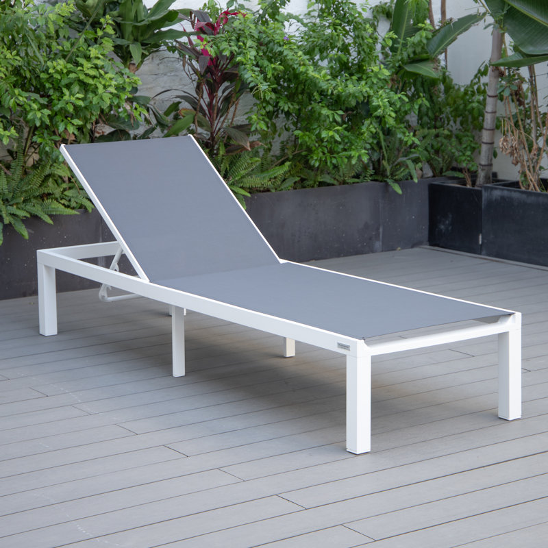 Marlin Modern Aluminum Outdoor Reclining Chaise Lounge - Weather-Resistant Sling Patio Chair for Poolside & Sunbathing, Green