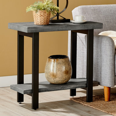 Pomona 2-Tier End Table with Metal Legs (Slate Gray)