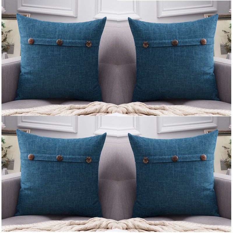 Housse de coussin en chenille à motif géométrique 18 po, Turquoise