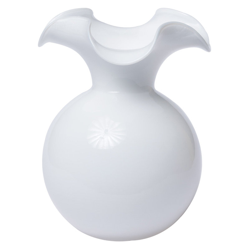 Hibiscus Glass Vase, Overall height- 12'', White