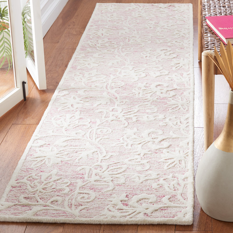 Tapis floral en laine et coton touffeté à la main Metro, Tapis de couloir 2 pi 3 po x 9 pi