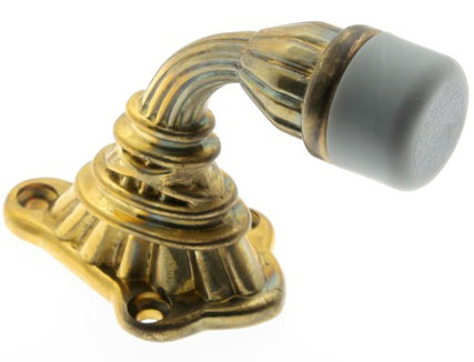 Solid Floor Mount Stop, Polished Brass No Lacquer
