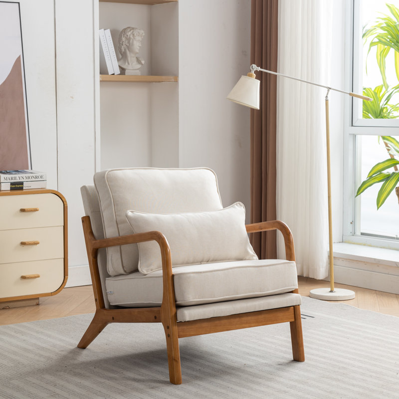 Homister Upholstered Armchair, Beige Linen