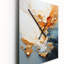 Golden Sunrisre doré abstrait et bleu Nova II - Peinture abstraite horloge murale surdimensionnée-99637048