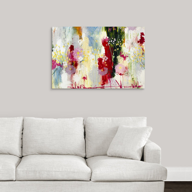 « modern printemps », peinture sur toile, H 24 po x l 36 po x p 1,25 po, Toile tendue