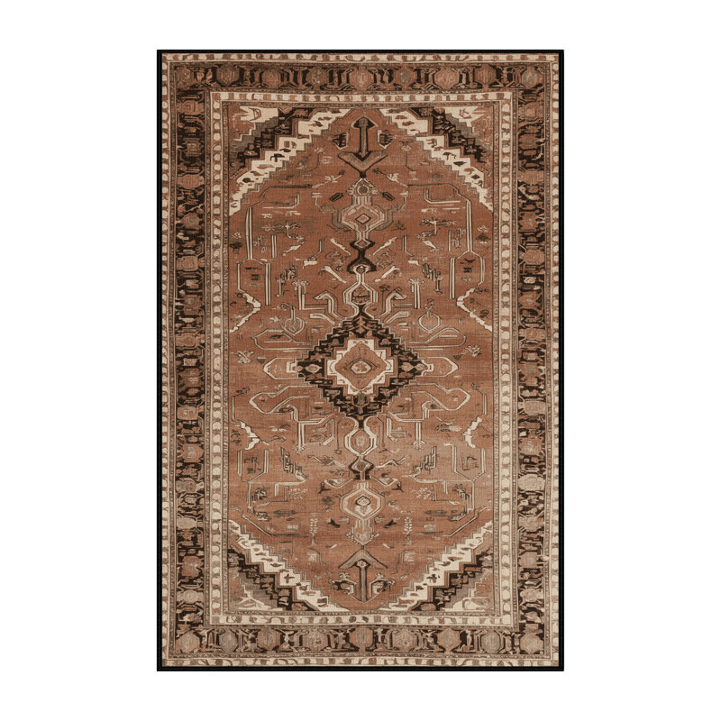 Machine Washable Persian Brown Area Rug, Rectangle 2' x 3'