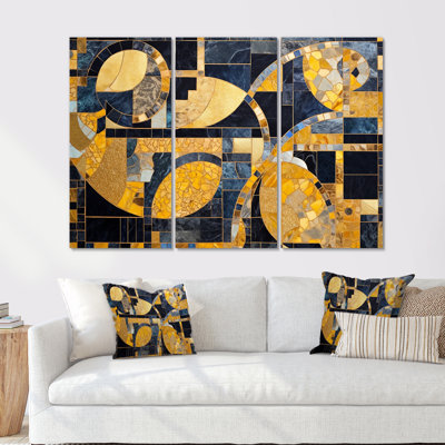«Abstract Blue and Gold Mosaic - Abstract Collages», ensemble d'art mural