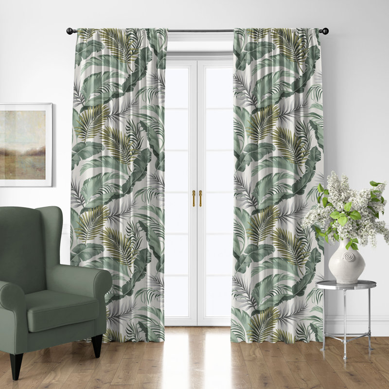 Ensemble de 2 rideaux en coton Frondosa Seagrass, L 50 po x L 132 po