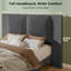 Upholstered Platform Bed Frame with Tall Wingback Headboard, Corduroy Modern Design,No Box Spring Needed, Easy Assembly-1638776254-1638776385
