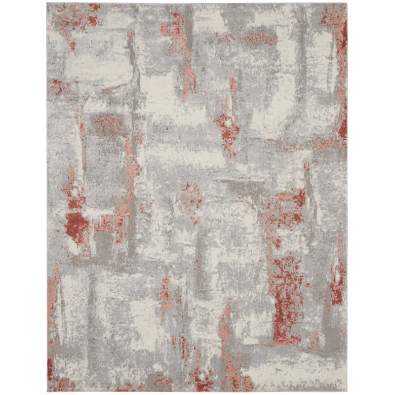 Tapis gris éclectique moderne Rheba, Rectangle 7 pi 10 po x 9 pi 10 po