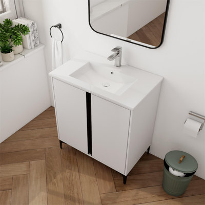 Trumble 30'' Free Standing Single Bathroom Vanity with Ceramic Top -  Ebern Designs, BA592F2E24914117BE393E3CC1F81CDB