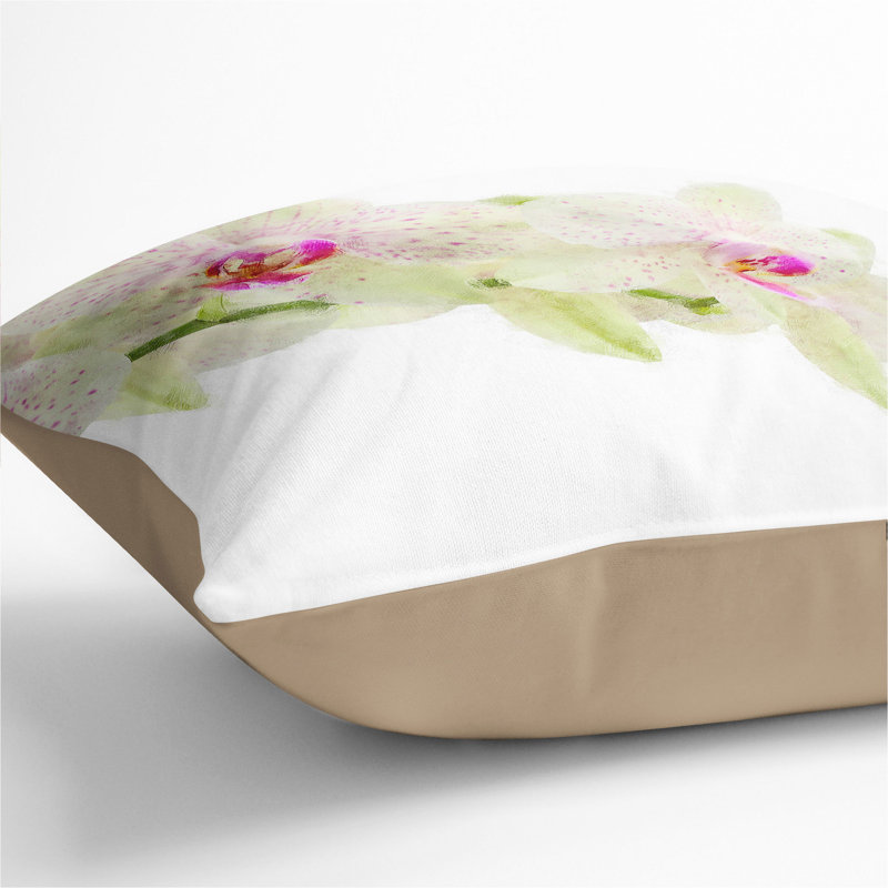 Orchid Flowers Vol.1 Painting Square Throw Cushion, Stone, 55cm H x 55cm W x 20cm D