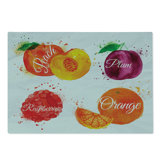 Ambesonne Fruit Cutting Board Large Size Peach Raspberry and Plum Multicolor