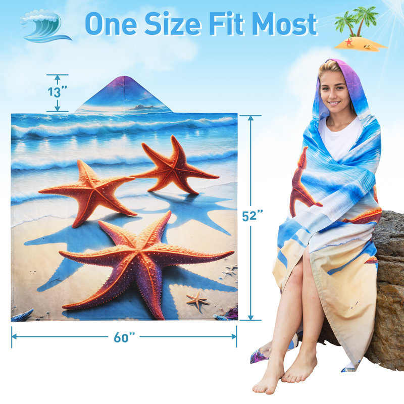 Serviette de plage légère avec capuche East Urban Home pour adulte