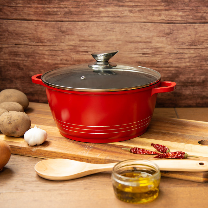Durane 5 - Piece Non-Stick Aluminum Cookware Set, Red