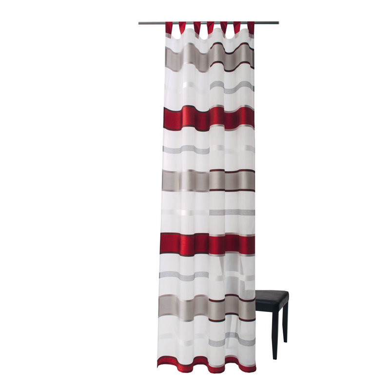 Miles Tab Top Semi Sheer Curtain, Red