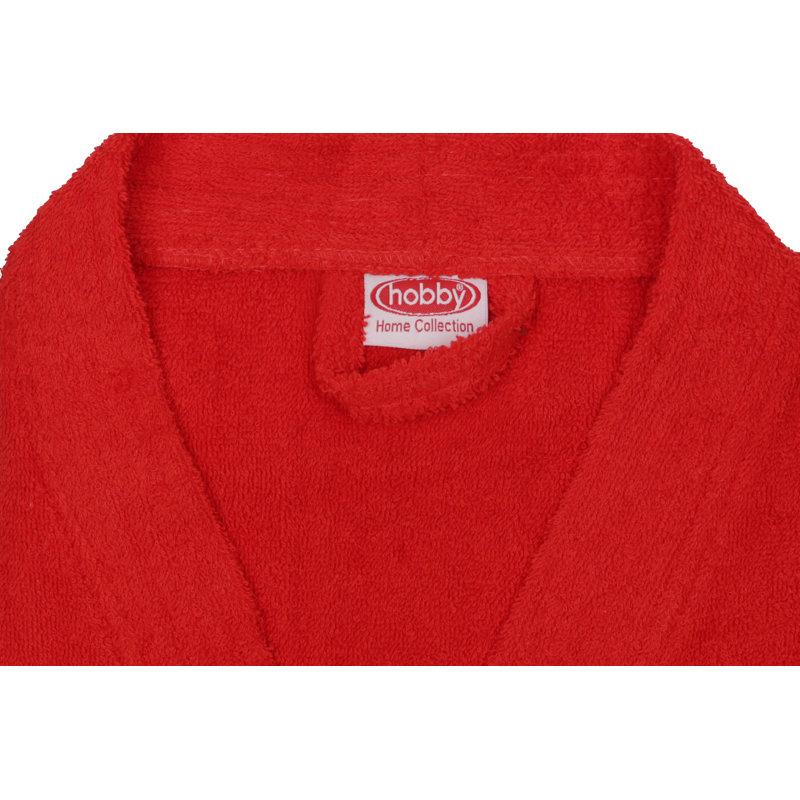Peignoir 100% coton mi-mollet garçon avec poches, Rouge
