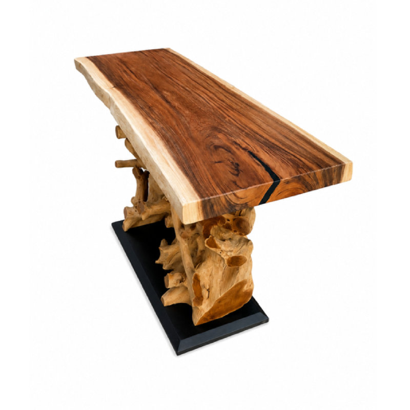 59'' Live Edge Teak Console Table