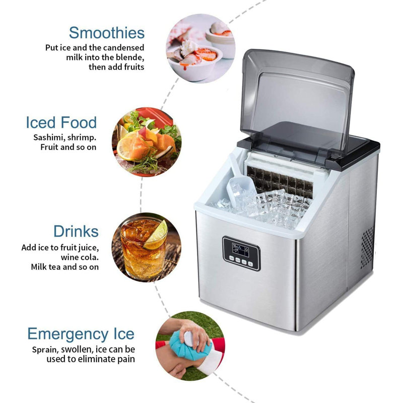 YUKOOL 48 Lb. Daily Production Cube Ice Portable Ice Maker