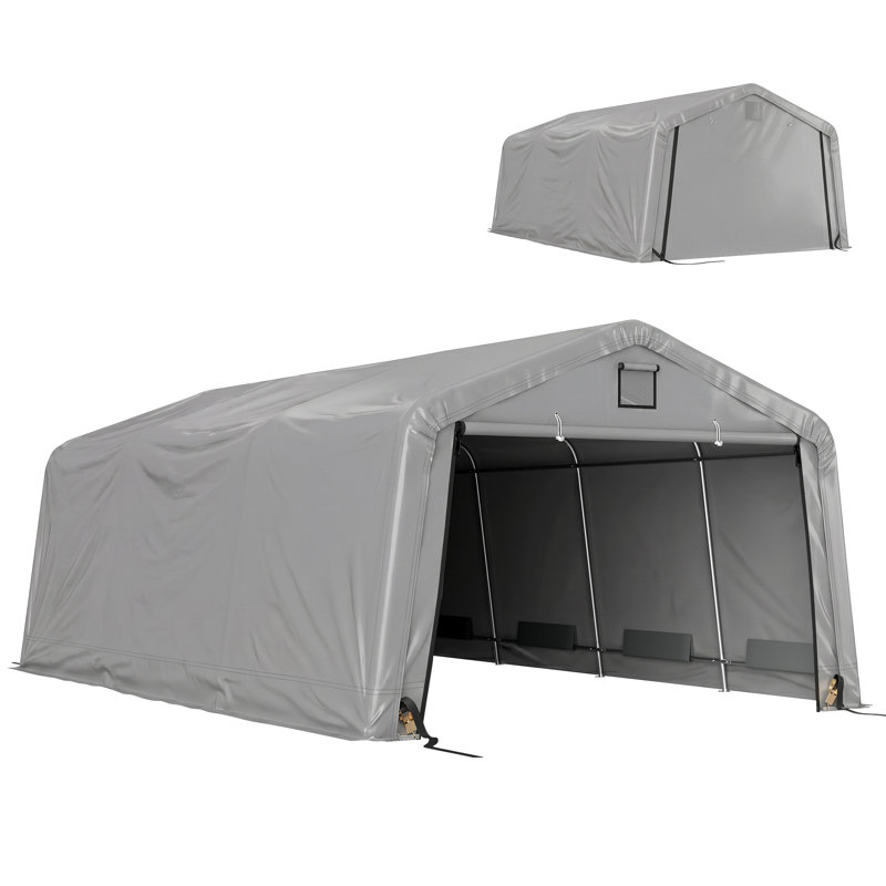 Abri de garage 12 'x 20' avec fenêtres de ventilation, gris clair, Gris