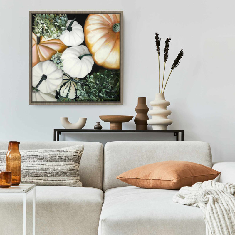 «Fall Pumpkins», toile encadrée | Art de nourriture verte