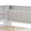 Lit plateforme double en bois avec tablettes de rangement, station de charge pour lit gigogne, bureau à DEL, tête de lit rembourrée, mobilier de chambre multifonctionnel-510147342
